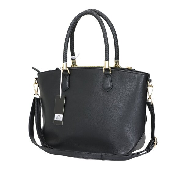 Black Faux Leather Purse and Coin Purse 2 in 1 Set Tote Cross Body Shoulder Bag - Picture 2 of 12